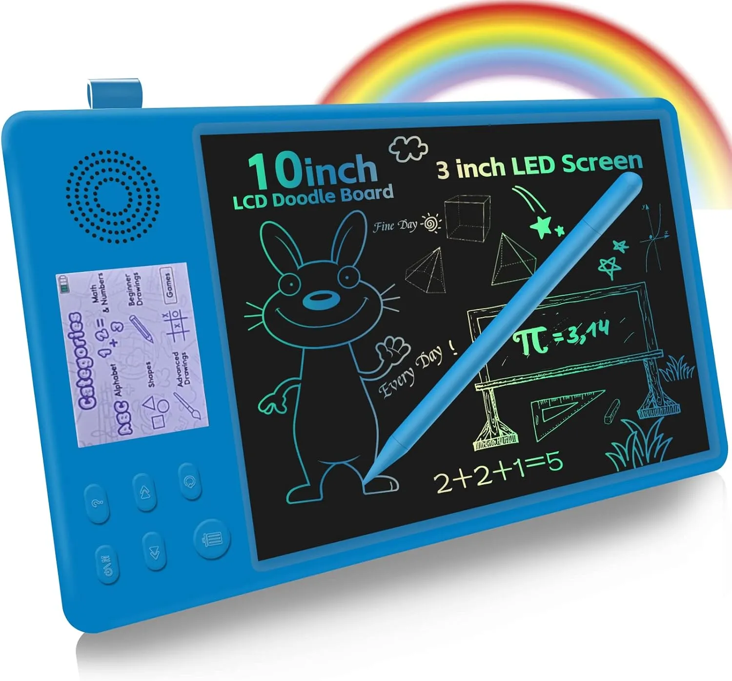 Doodle Board Toys for Girls Boys: Kids LCD Writing Tablet 10inch - Toddler Gifts Painting Pad with Dual Screen - Learning Educational Tool for Ages 3-8 Year Old Birthday Christmas (Blue)