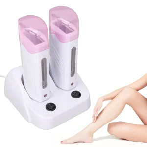 Double Depilatory Heater, Wax Warmer Machine, Portable Wax Warmer Machine for Leg Armpit with Heater Base