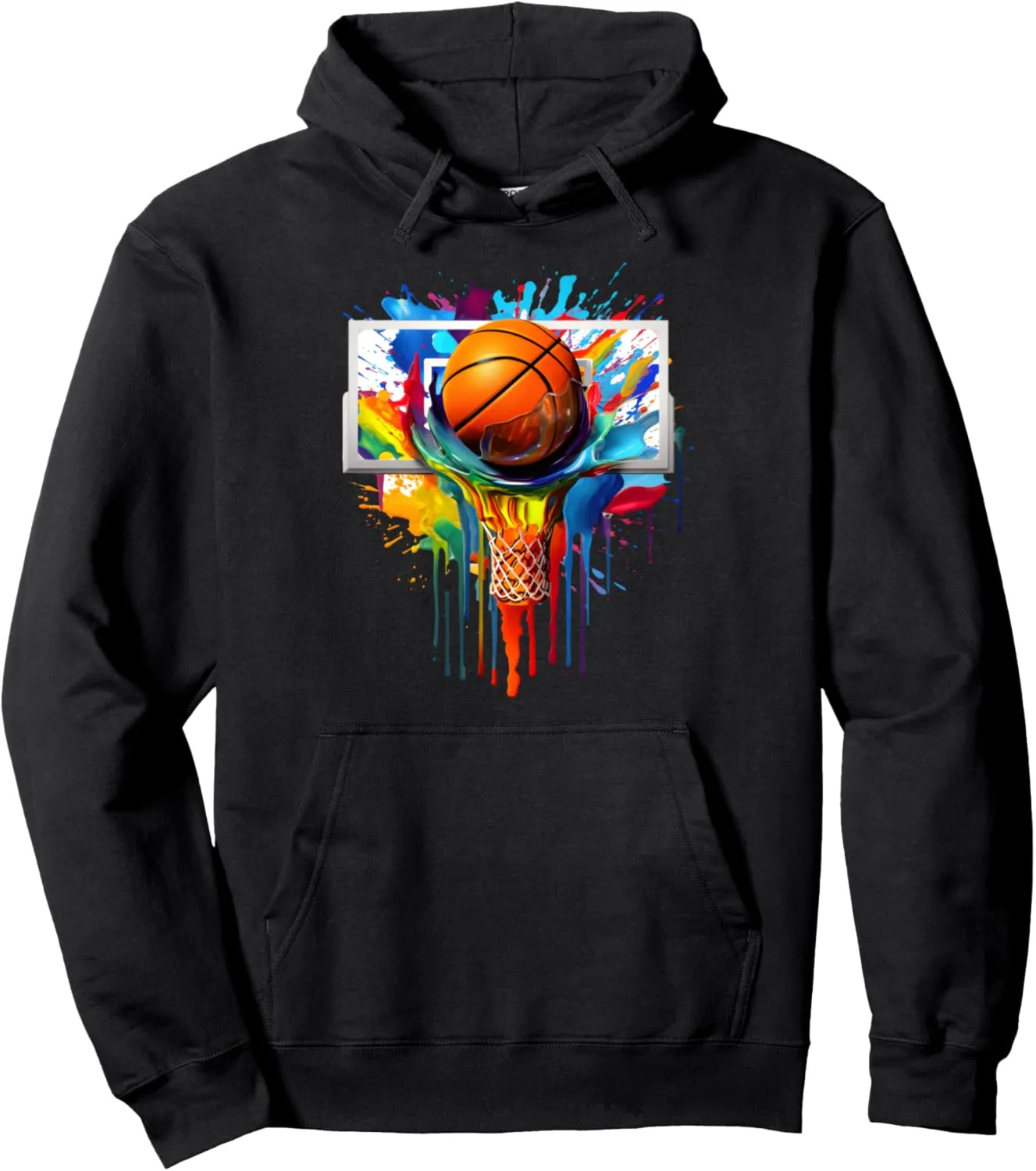 Drip Basketball Paint Splash Dripping Basketball Slam Dunk Pullover Hoodie