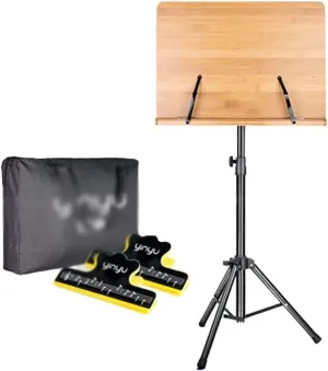 Dual Purpose Wooden Music Stand with Adjustable Folding Portable Music Stand with Handbag and Music Clip Music Stand
