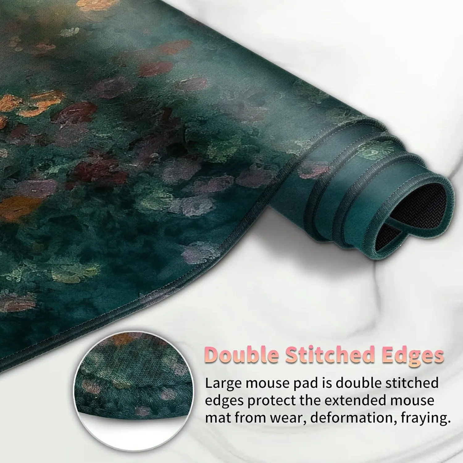 Duel Playma for DTCG, Card Game Mat Non-Slip Rubber Base and Stitched, 24 x 14 in TCG Play Mat with Zones for CCG and Other Card Games, Color Oil Painting