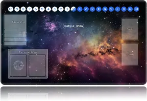 Duel Playma for DTCG, Card Game Mat Non-Slip Rubber Base and Stitched, 24 x 14 in TCG Play Mat with Zones for CCG and Other Card Games, Flashing Starry Sky