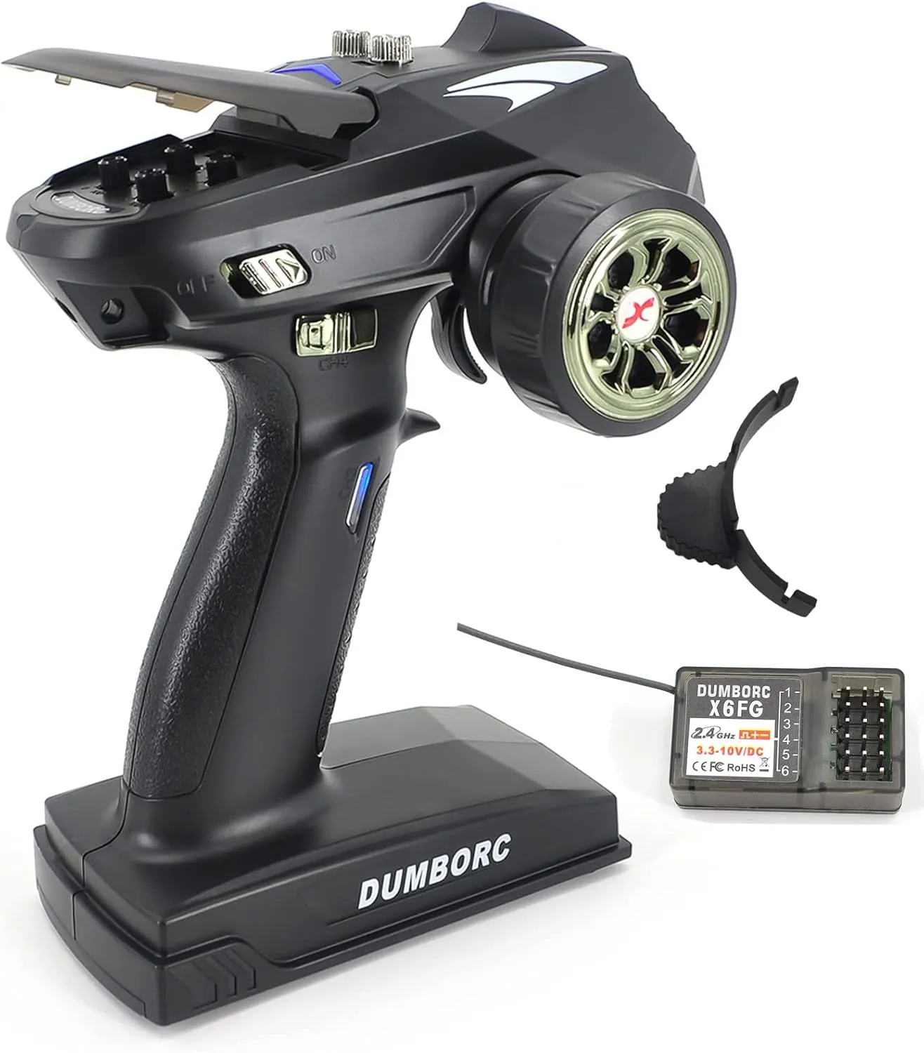 DumboRC X6 6CH 2.4G Radio Controller Transmitter with Gyro Mixed Mode X6FG Receiver Low Power Alarm and Out of Control Protections Radio Controller for RC Car.Boat.Tank