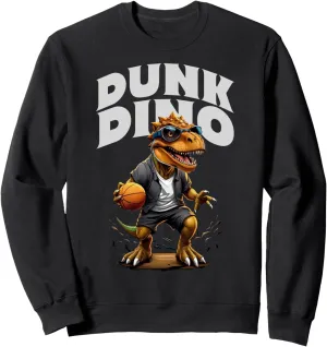 Dunk Dino Funny Basketball Dinosaur Men Women Kids Funny Sweatshirt