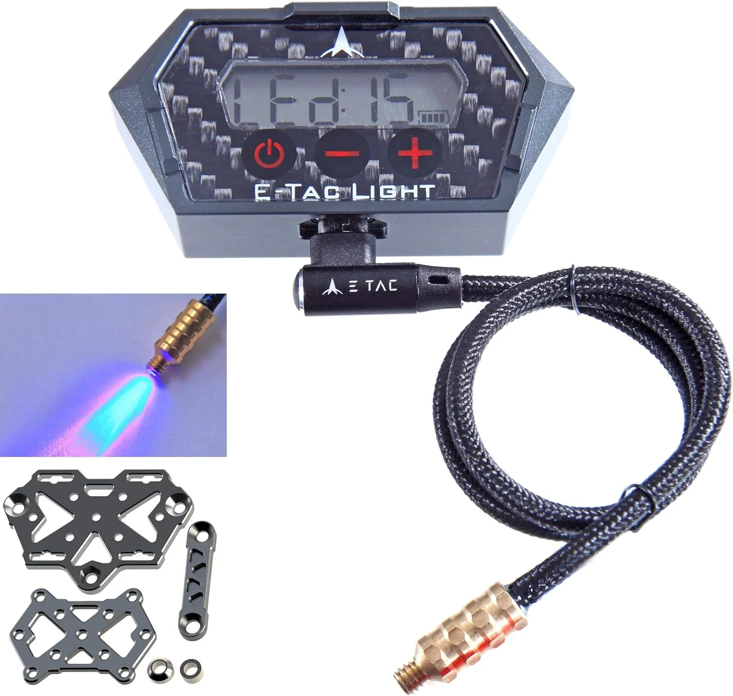 E-Tac Light Compound Bow Sight Light 8-32 15 Level Rechargeable Li-ion BT Sensor Auto On/Off No Adapters