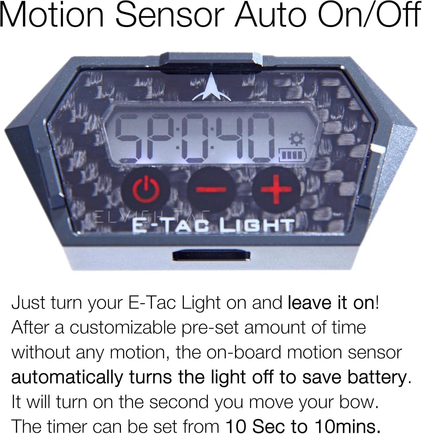E-Tac Light Compound Bow Sight Light 8-32 15 Level Rechargeable Li-ion BT Sensor Auto On/Off No Adapters