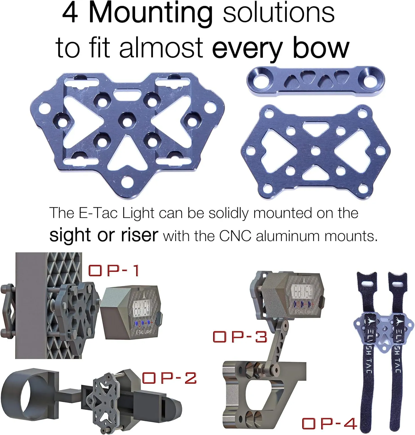 E-Tac Light Compound Bow Sight Light 8-32 15 Level Rechargeable Li-ion BT Sensor Auto On/Off No Adapters