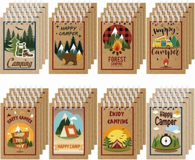 Eaasty 32 Pack Camp Party Favors Adventure Mini Notepads Spiral Pocket Memo Notepads Wild Adventure Camping Small Notebooks for Kids Summer Sleepaway Party Favors Teacher Classroom Rewards Supplies