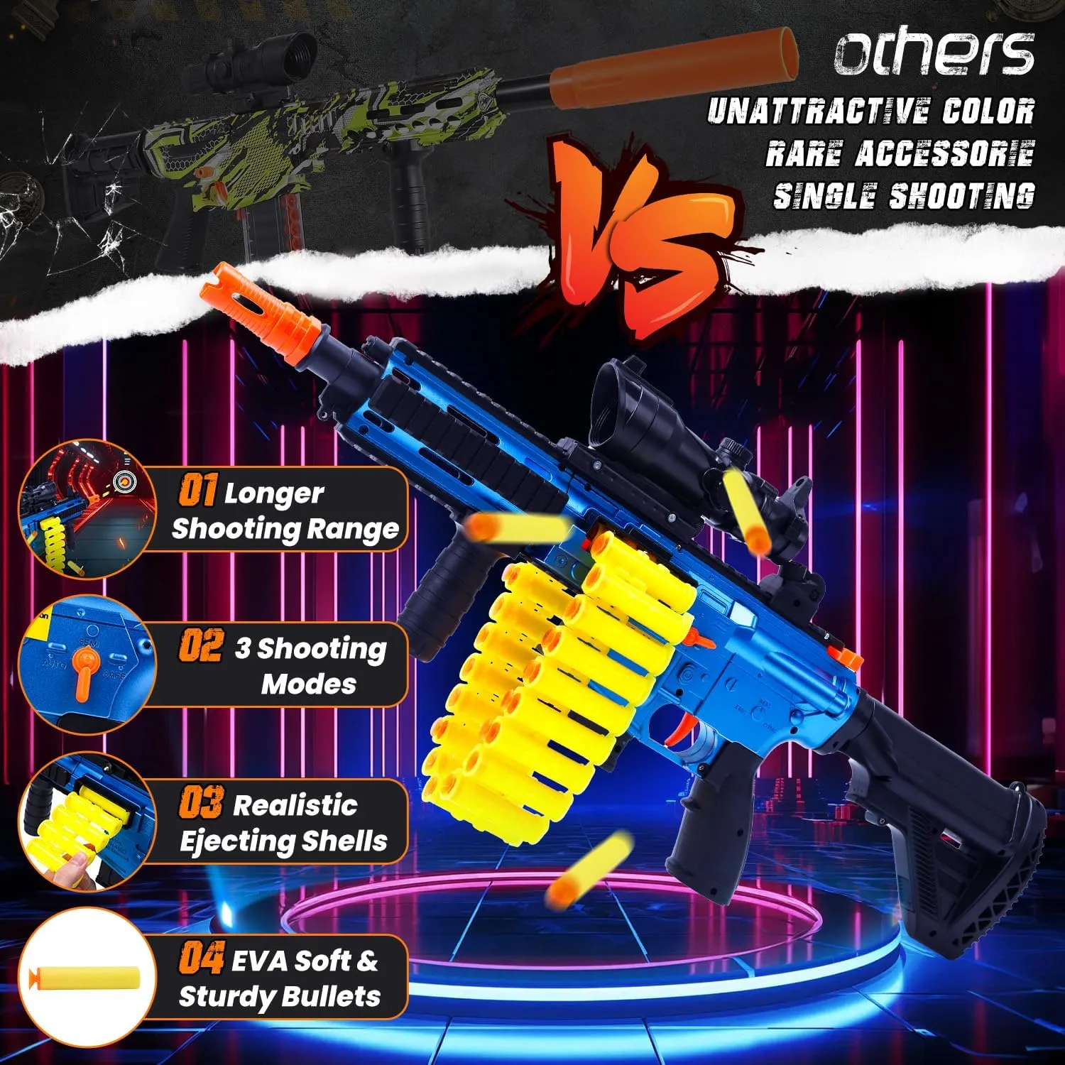 EagleStone Electric Realistic Toy Guns Sniper, Automatic Shell Ejecting Toy Gun Rifle with 30 Dart Clips,150 Foam Darts,Foam Blaster Toys for Kids Ages 8-12, Birthday Xmas Gift for Boys Adults