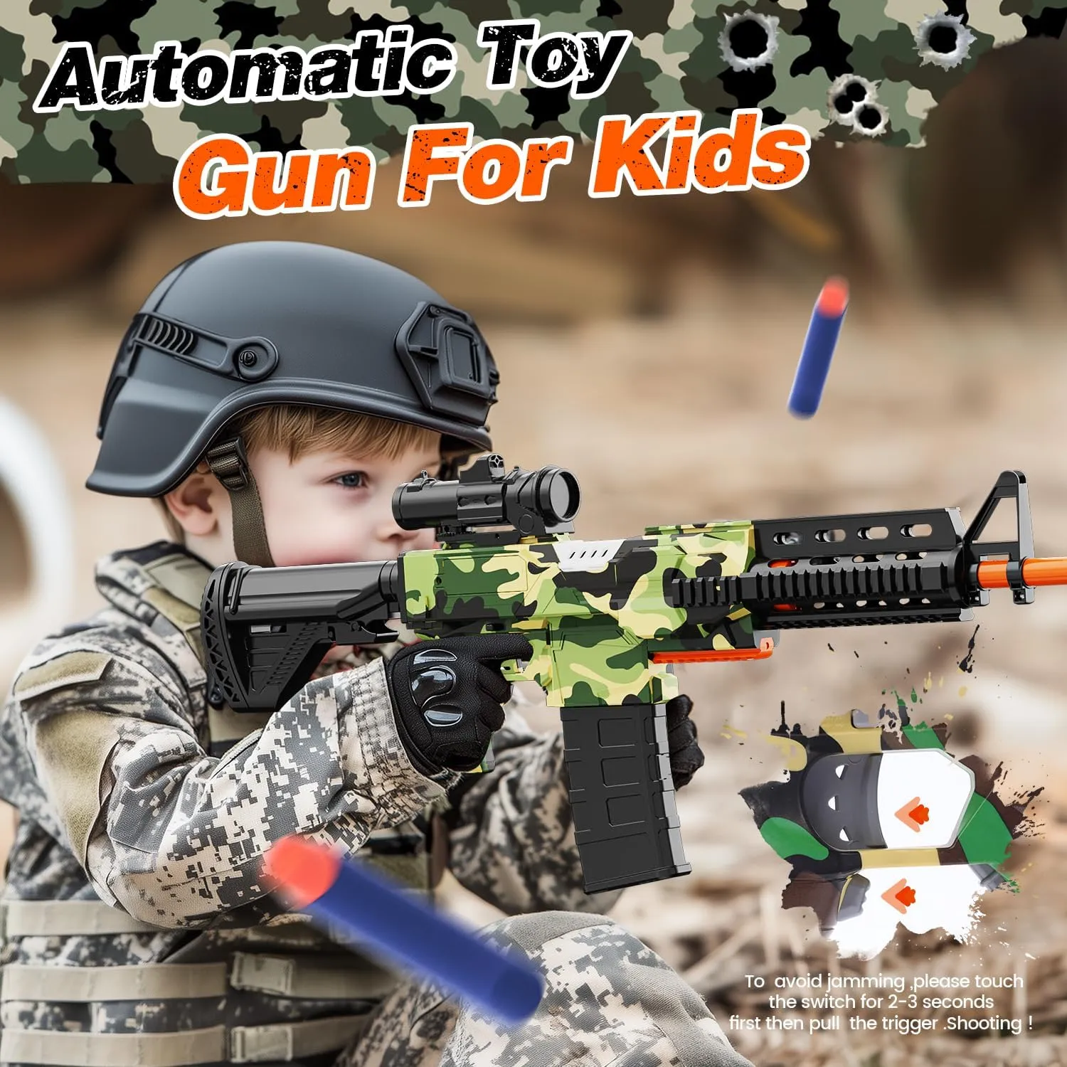 EagleStone Realistic Toy Gun for Kids，Automatic Gun Toy for Boys -3 Modes Toy Foam Blasters with Tactical Vest, Storage Mesh Bag,2 Clips,150 Darts, Electric Toys for Boys Age 8-12 Gifts Birthday