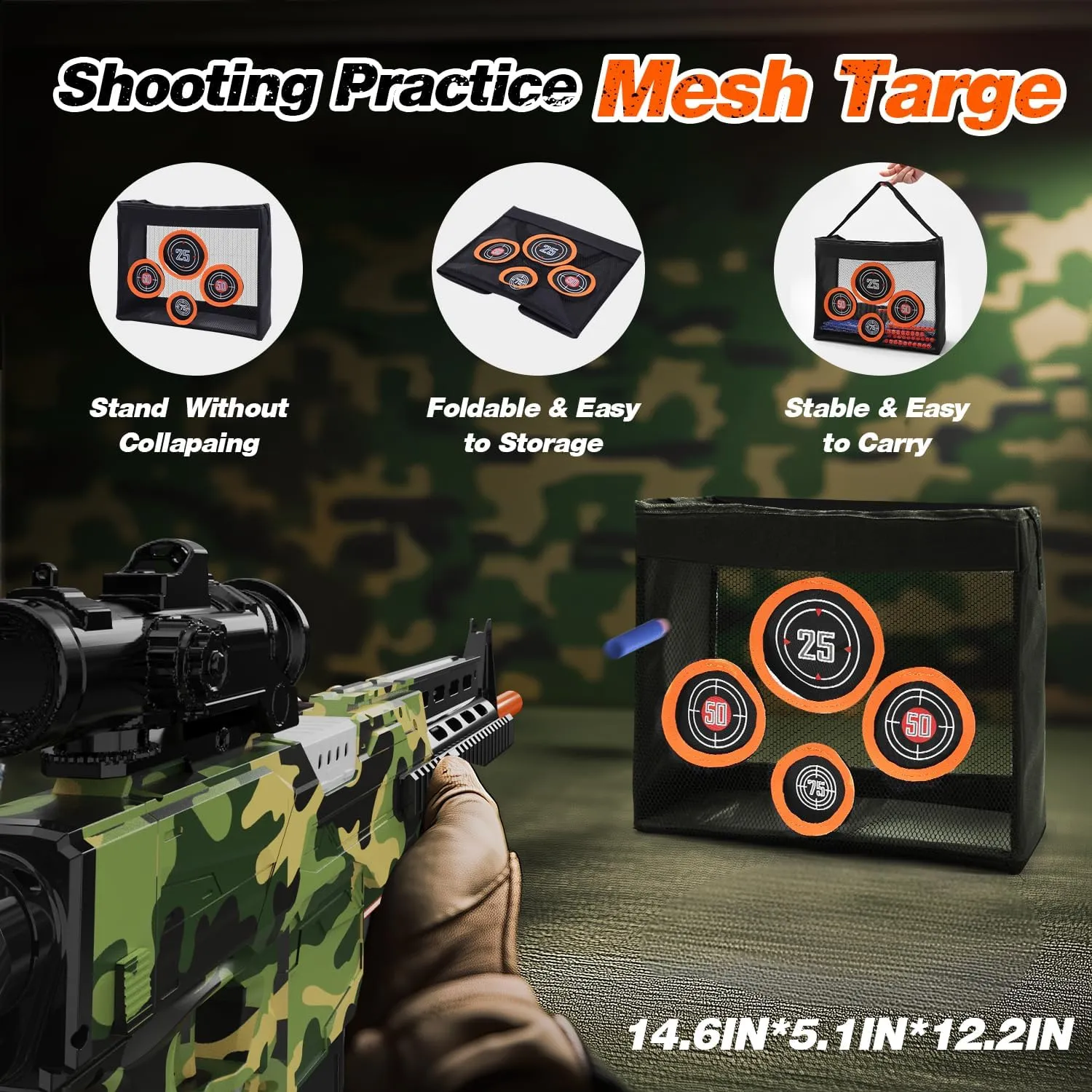 EagleStone Realistic Toy Gun for Kids，Automatic Gun Toy for Boys -3 Modes Toy Foam Blasters with Tactical Vest, Storage Mesh Bag,2 Clips,150 Darts, Electric Toys for Boys Age 8-12 Gifts Birthday