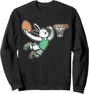 Easter Bunny Dunk Funny Basketball Game Easter Egg Kids Boys Sweatshirt