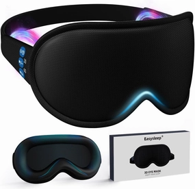 Easysleep 3D Sleep Mask Sleep Headphones White Noise Sleep Eye Mask with 31 Soothing Sounds 3 Timer Soft Adjustable Light Blocking Long Playtime Eye Cover for Sleeper Men Women Travel Gift