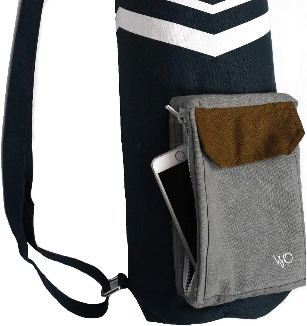 Eco Friendly Yoga Mat Bag | Organic Yoga Bag For Extra Wide Mats | Yoga Mat Carrier for Men & Women: Full Zip, Adjustable Carry, Pockets, 100% Cotton Canvas
