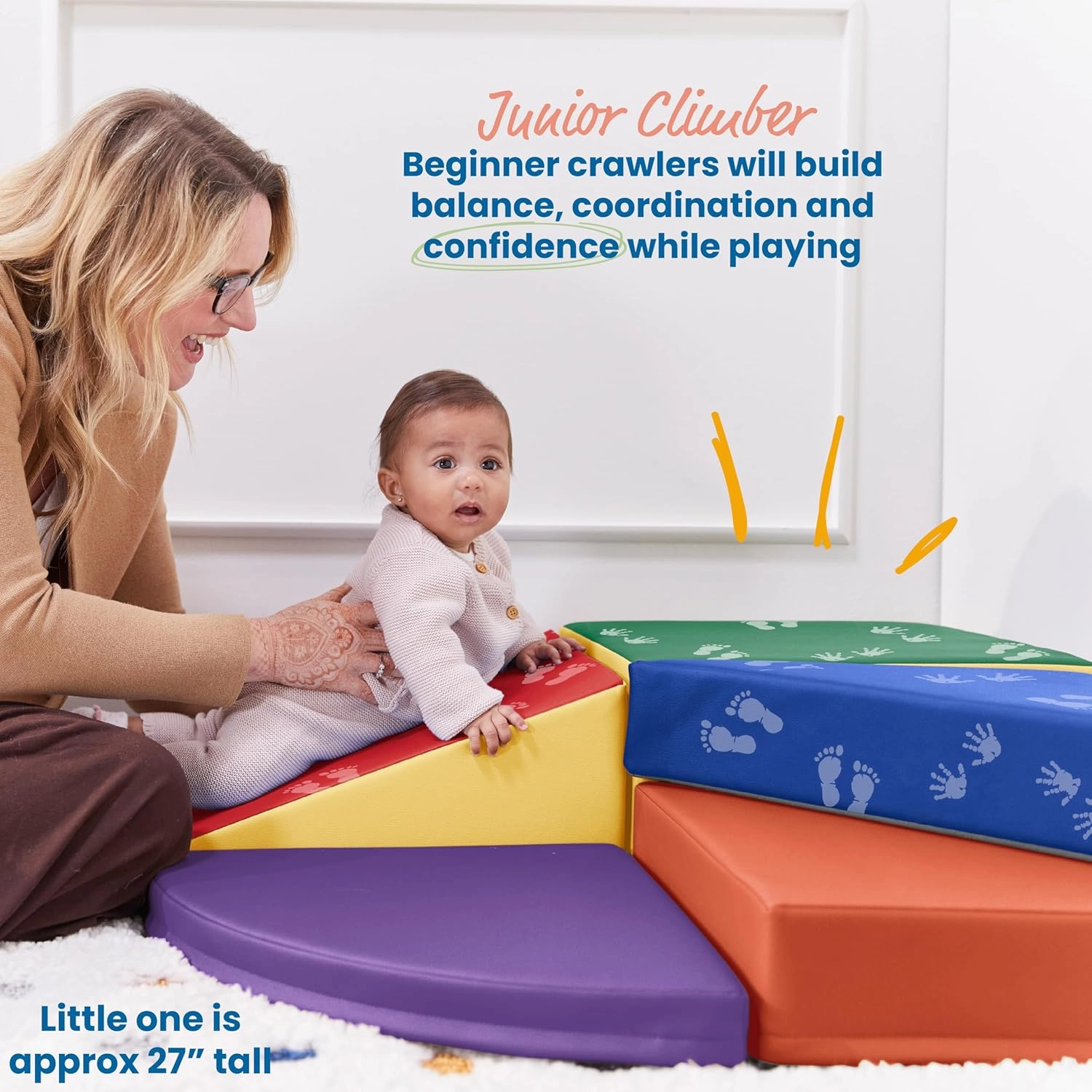 ECR4Kids SoftZone Junior Tiny Twisting Climber, Beginner Playset, Hands and Feet, 5-Piece