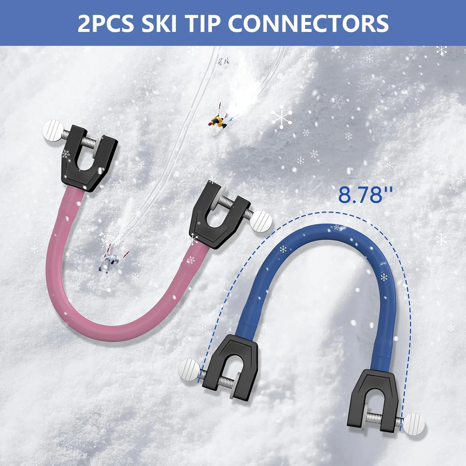 Edgie Wedgie Ski Tip Connector - Edgie Wedgie Ski for Kids for Beginners Skiing Training and Speed Control, Ski Accessories Edgy Wedgy Ski Kids Training Aid