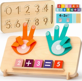 Educational Toys for 3-5 Year Old, Double-Sided Math Manipulatives Number Counting Blocks Writing Practice Board for Kids, Preschool Learning Montessori Toys for Toddlers 2-4 Years
