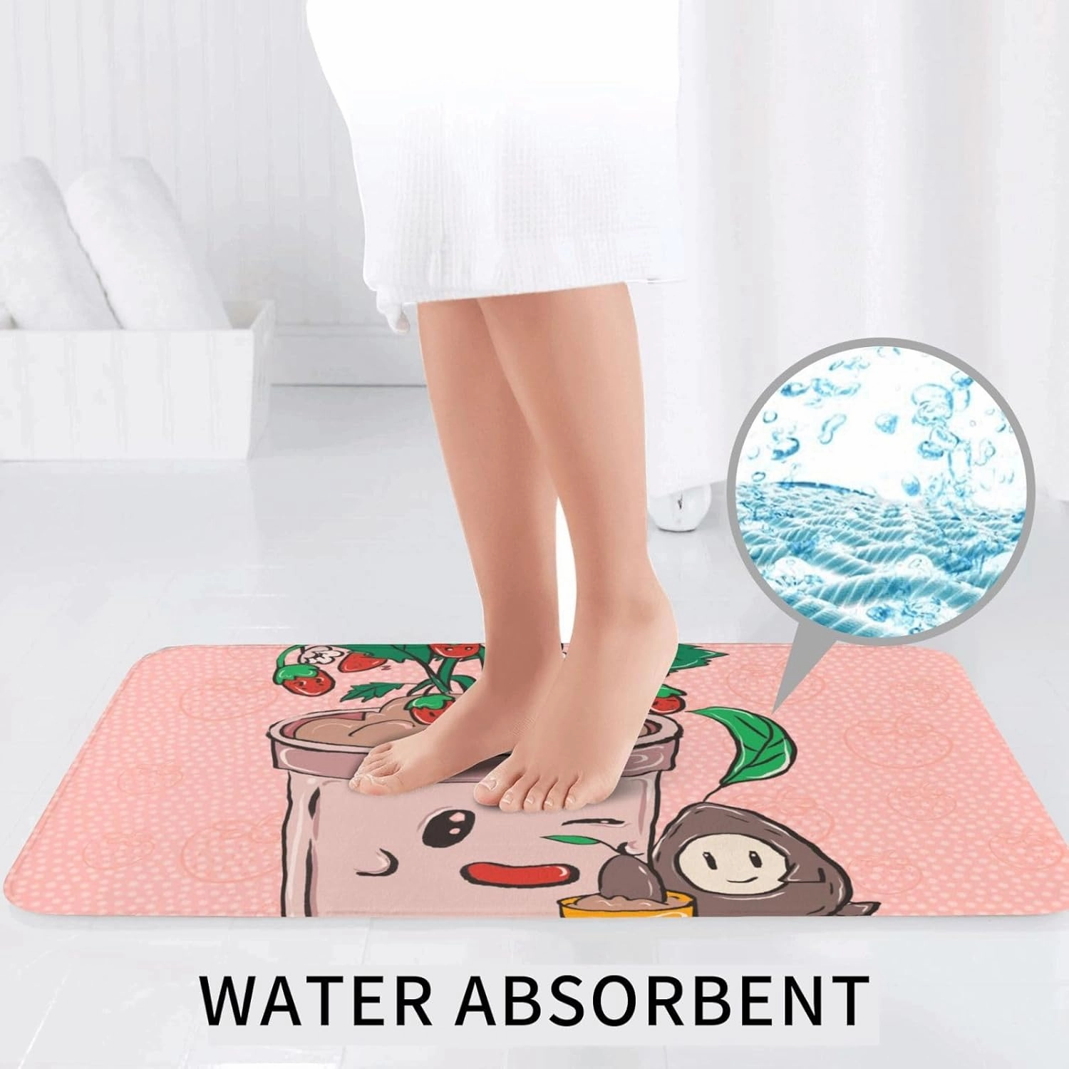 ekcos Soft and Comfortable Flannel Bathroom Non Slip Rugs,Super Absorbent Anti-Skid Carpet 3 Pieces/Set Sunflower Seeds and Strawberries