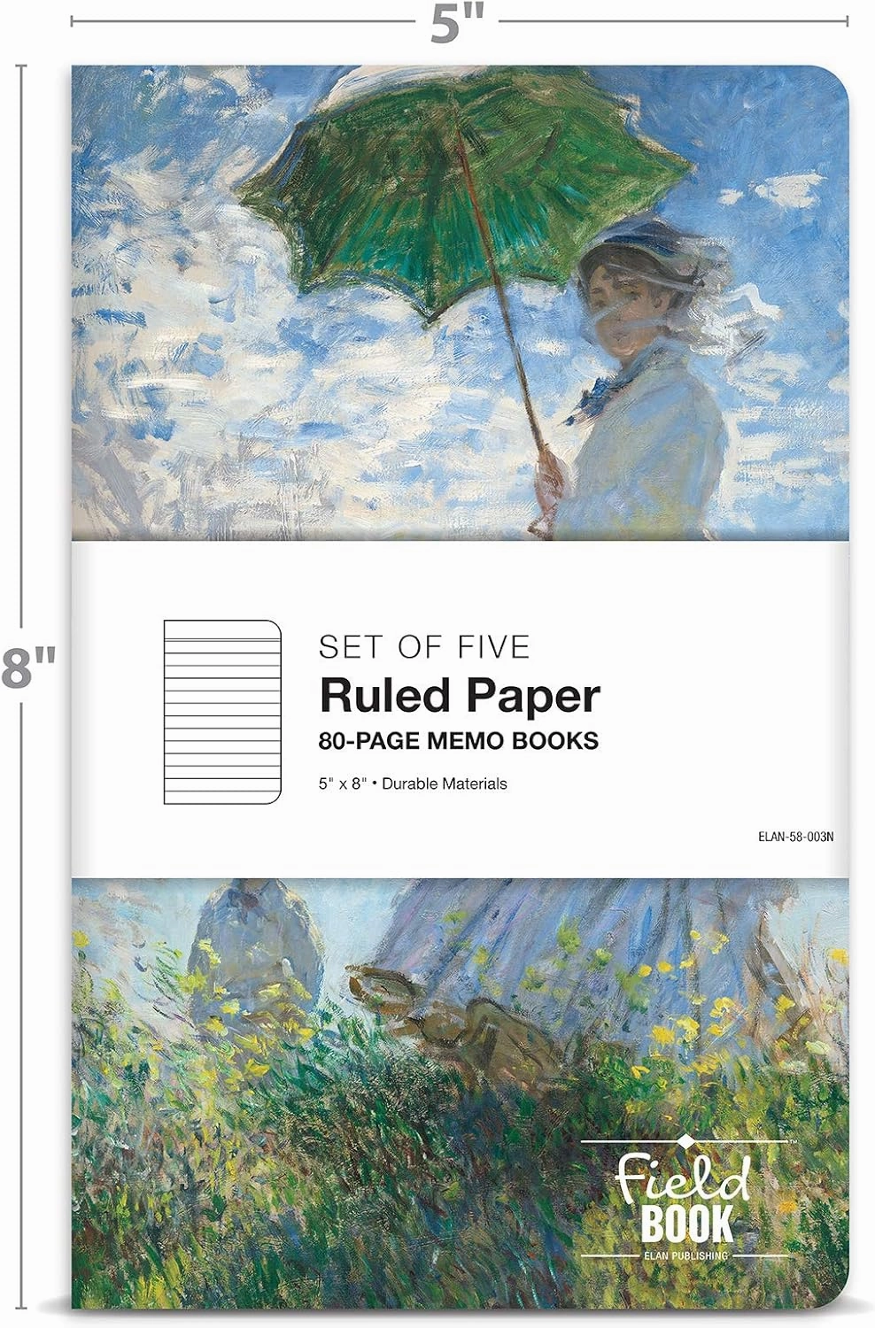 Elan Publishing Company Field Notebook - 5"x8" - MONET Patterns - Lined Memo Book - Pack of 5