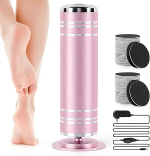 Electric Foot File Callus Remover: Adjustable Speed 1000RPM Feet File Grinder with 60 Pcs Sandpaper Discs - Professional Pedicure Tools for Dead Skin Calluses (Pink)