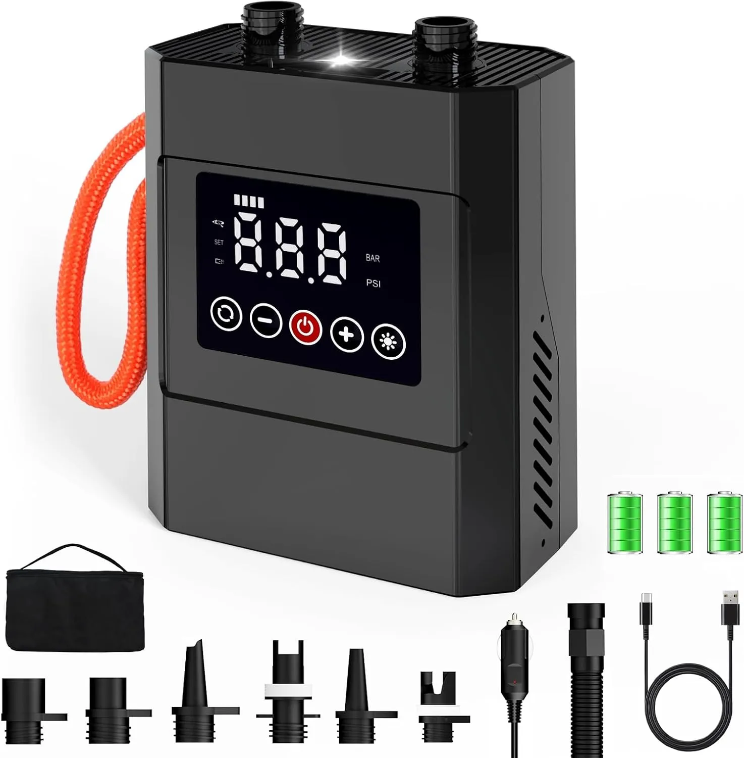 Electric Paddle Board Pump, 20PSI 12000mAh Rechargeable Sup Pump with Storage Bag, Intelligent Dual Stage Inflation & Deflation, Auto-Off SUP Air Pump for Stand Up Paddle Boards, Kayaks, Boats, Tents