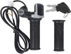 Electric Throttle Grip, Electric Handlebar Grip Twist Throttle Battery Indicator Electric Door Lock 36V Throttle Grip for Electric Bikes, Tricycles and Other