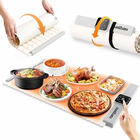 Electric Food Warming Mat - Extra Large Heating Tray for Buffet & Parties, 5 Temperature Settings, Auto Shut-Off, Child Lock, Portable & Rollable Design for Home & Events