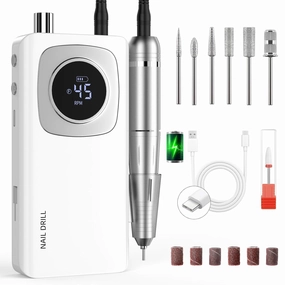 Electric Nail Drill Professional: 45000RPM Rechargeable Nail File with Bits for Acrylic Gel Nails, Professional Nail Drill Manicure Pedicure Polishing Shape Tools for Home Salon