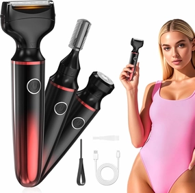 Electric Razors for Women, 3 in 1 Womens Electric Leg Shaver Cordless Painless Facial Hair Removal for Arms, Underarms, Eyebrows Bikini Trimmer, Portable and Wet and Dry Use Women Shaver(CherryRed)