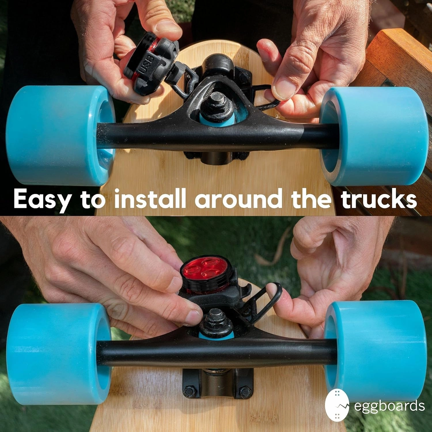 Electric Skateboard Lights for Night Riding. LED Skateboard Light Kit. Longboard Lights USB Rechargeable. Skate Board Headlight Front and Back. Ideal Electric Skateboards Accessories
