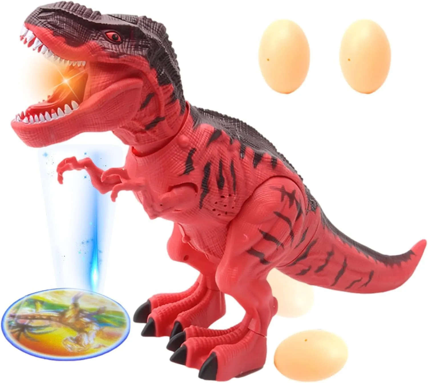 Electrical Walking Dinosaur Toy with Light and Realistic Roaring Sound, Laying Egg Dinosaur Toy, Funny Battery Powered Dinosaur Robot for Kids Toddler