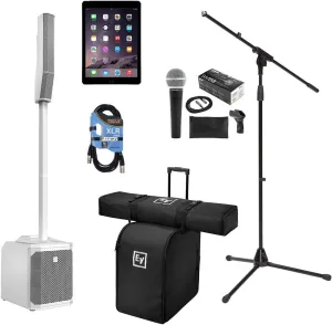 Electro-Voice Evolve 30M White – Carrying and Rolling Bag – Ipad Air 2 16GB Reconditioned – SM58 Mic – XLR Cable – Mic Stand