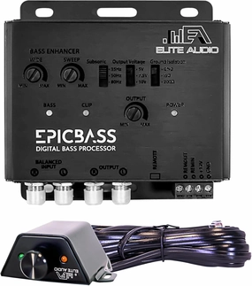 Elite Audio Epicbass Digital Bass Processor – Compact 2-Channel Preamp Input/Output Bass Booster and Restorer with Anti-Corrosive PCB, Subsonic Filter, and Remote Control