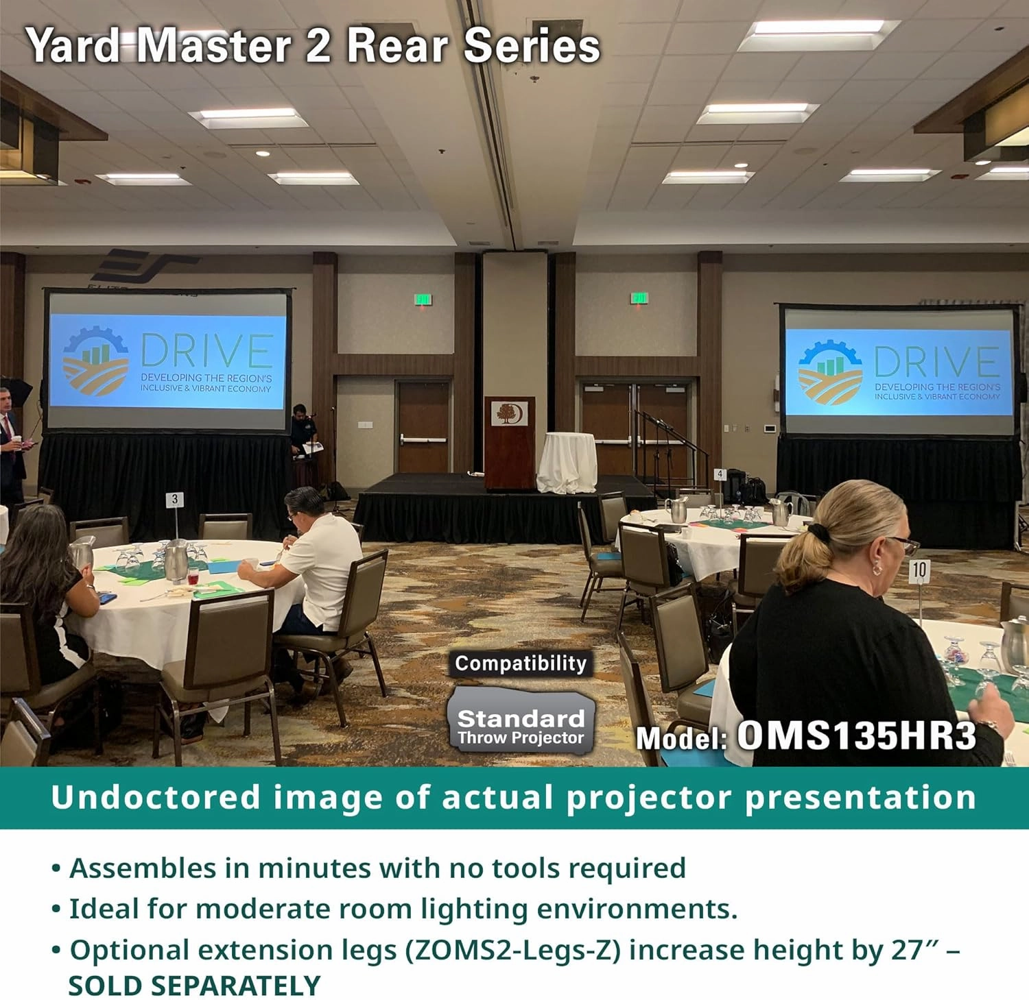 Elite Screens Yard Master 2, 135-inch Outdoor Portable Fast Folding Projector Screen w/ Stand 16:9, 8K 4K Ultra HD 3D Movie Theater Cinema REAR Projection (OMS135HR3) US Based Company 2-YEAR WARRANTY