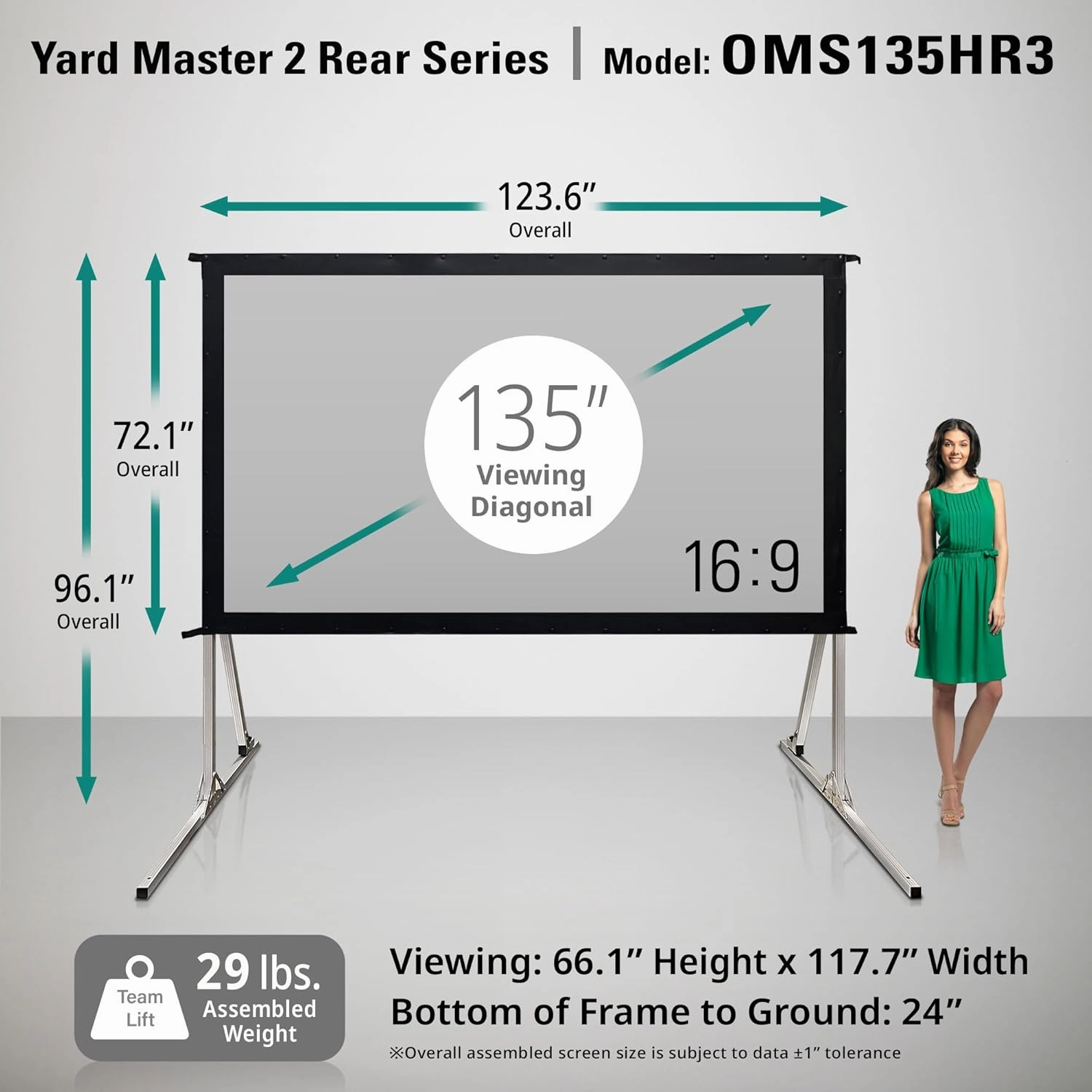 Elite Screens Yard Master 2, 135-inch Outdoor Portable Fast Folding Projector Screen w/ Stand 16:9, 8K 4K Ultra HD 3D Movie Theater Cinema REAR Projection (OMS135HR3) US Based Company 2-YEAR WARRANTY