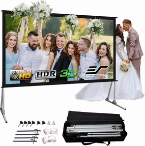 Elite Screens Yard Master 2, 135-inch Outdoor Portable Fast Folding Projector Screen w/ Stand 16:9, 8K 4K Ultra HD 3D Movie Theater Cinema REAR Projection (OMS135HR3) US Based Company 2-YEAR WARRANTY