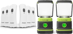 Energizer LED Rechargeable Plug-in Flashlights (6-Pack), Weather-ready Emergency & Camping Lanterns, Conscient Battery Powered Tent Lights, 1000LM, 4 Light Modes, IPX4 Waterproof