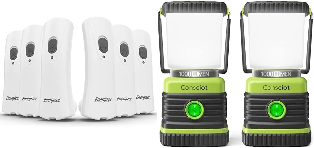 Energizer LED Rechargeable Plug-in Flashlights (6-Pack), Weather-ready Emergency & Camping Lanterns, Conscient Battery Powered Tent Lights, 1000LM, 4 Light Modes, IPX4 Waterproof