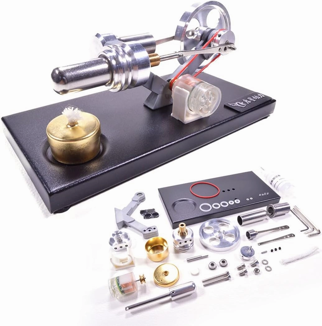 Engine Model Kits, Metal Stirling Engine Kit for Adults, Generator Heat Motor Model Educational Physics Experiment STEM Model