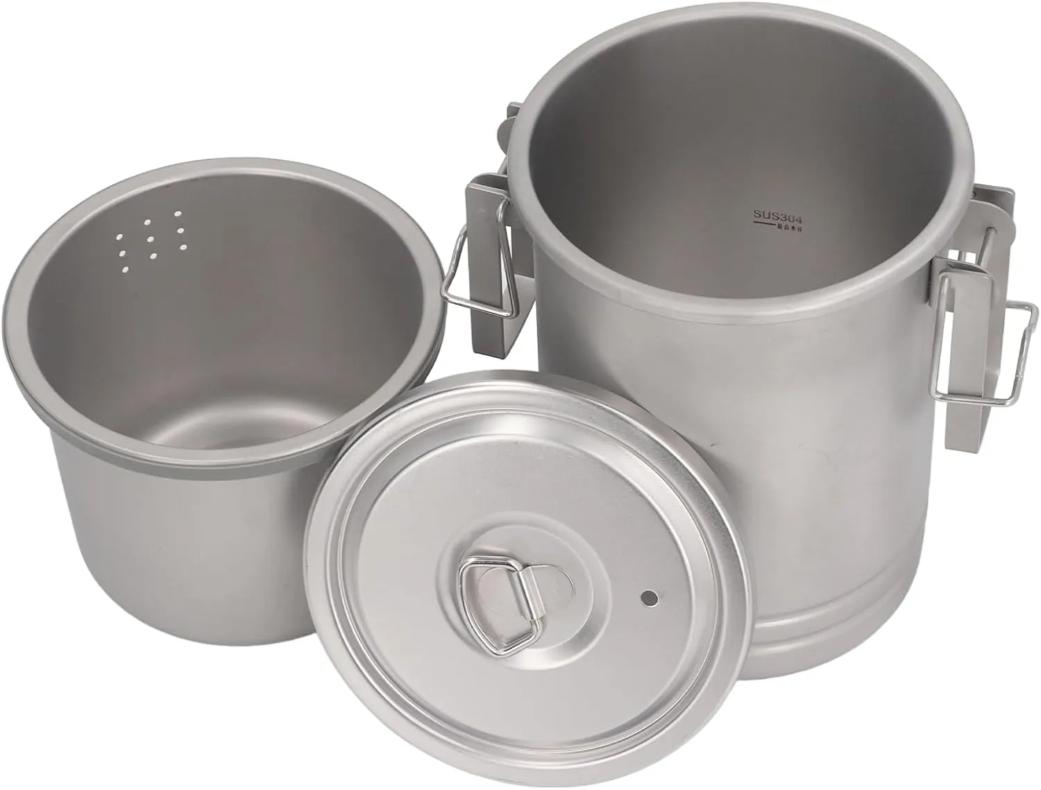 EVGATSAUTO 304 Stainless Steel Camping Pot Cookware, Steaming Pot, Boiling Pot for Outdoor Camping with Lid, Portable Camping Pot