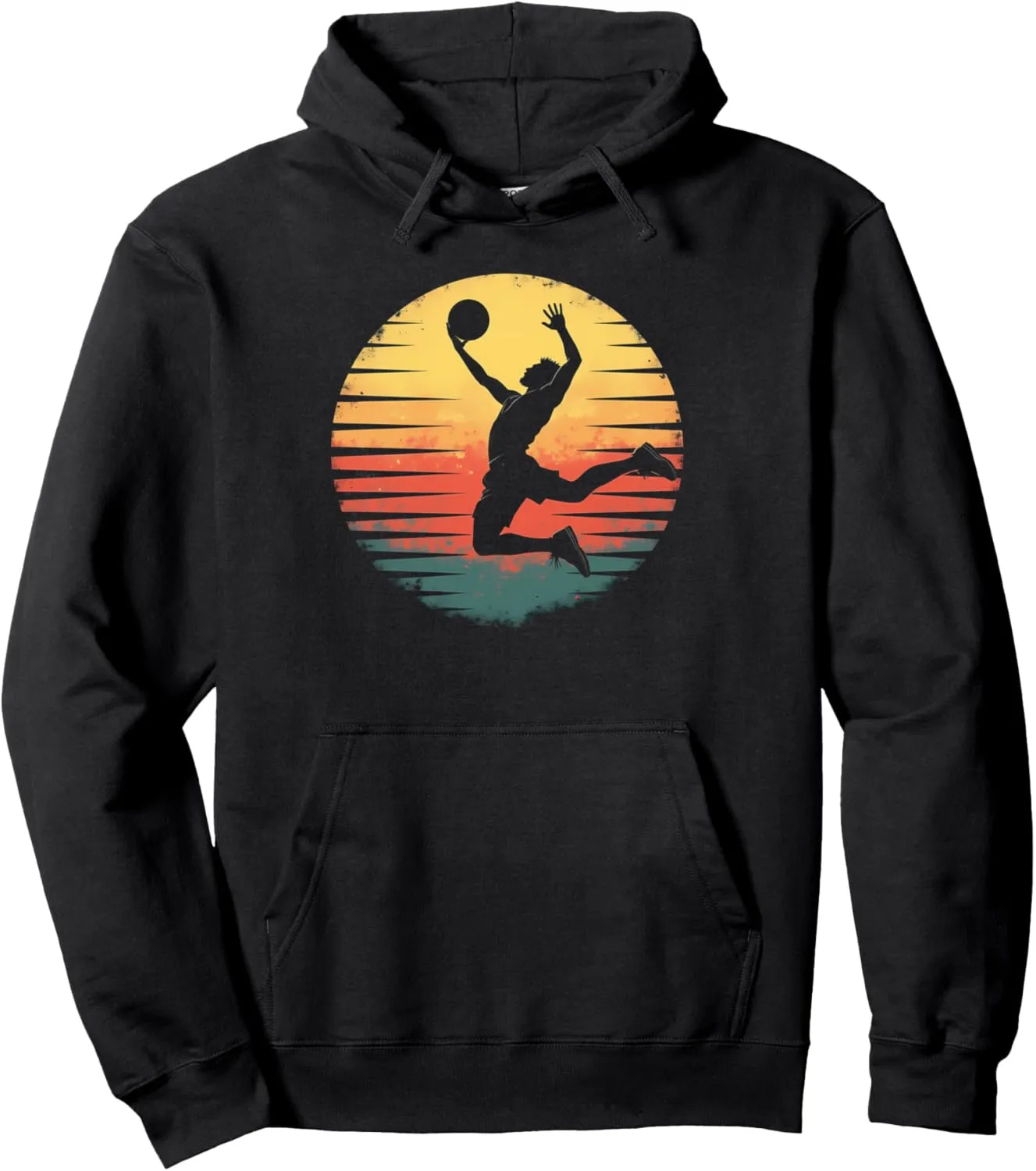 Exciting Basketball Dunk Sunset Pullover Hoodie
