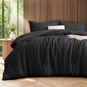 EXQ Home Waffle Comforter Queen Size - Super Soft Embossed Design Comforter Set 3 Pieces, Black 3D Diamond Pattern Bedding Set,Winter Warm Bed Set,1 Comforter with 2 Pillowcases