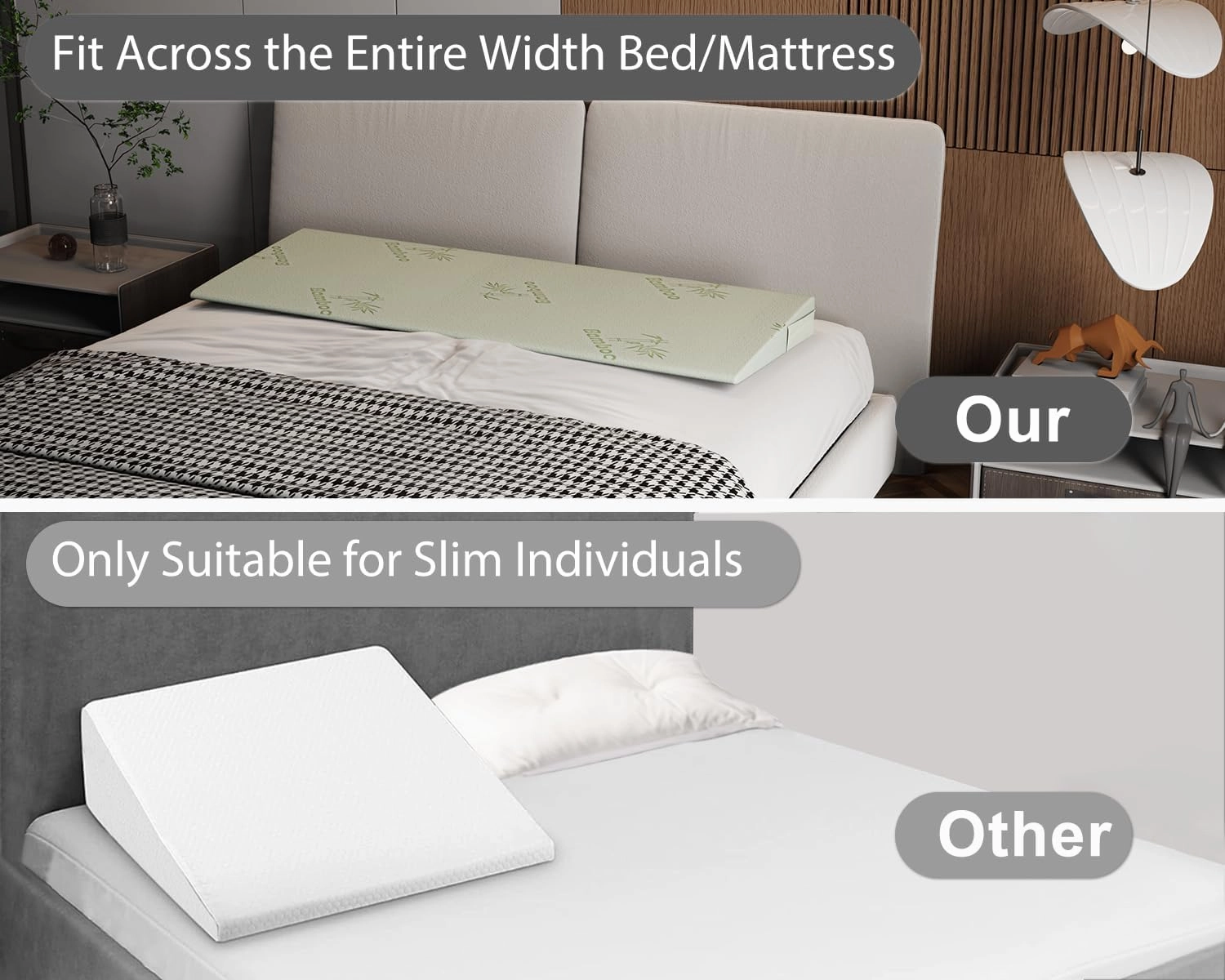 Extra Wide Wedge Pillow for Acid Reflux Relief,Mattress Wedge,Inclined Mattress Elevator,Bed Wedge Pillow for Sleeping,Gerd Snoring,Post Surgery (5 inch Height, Queen)