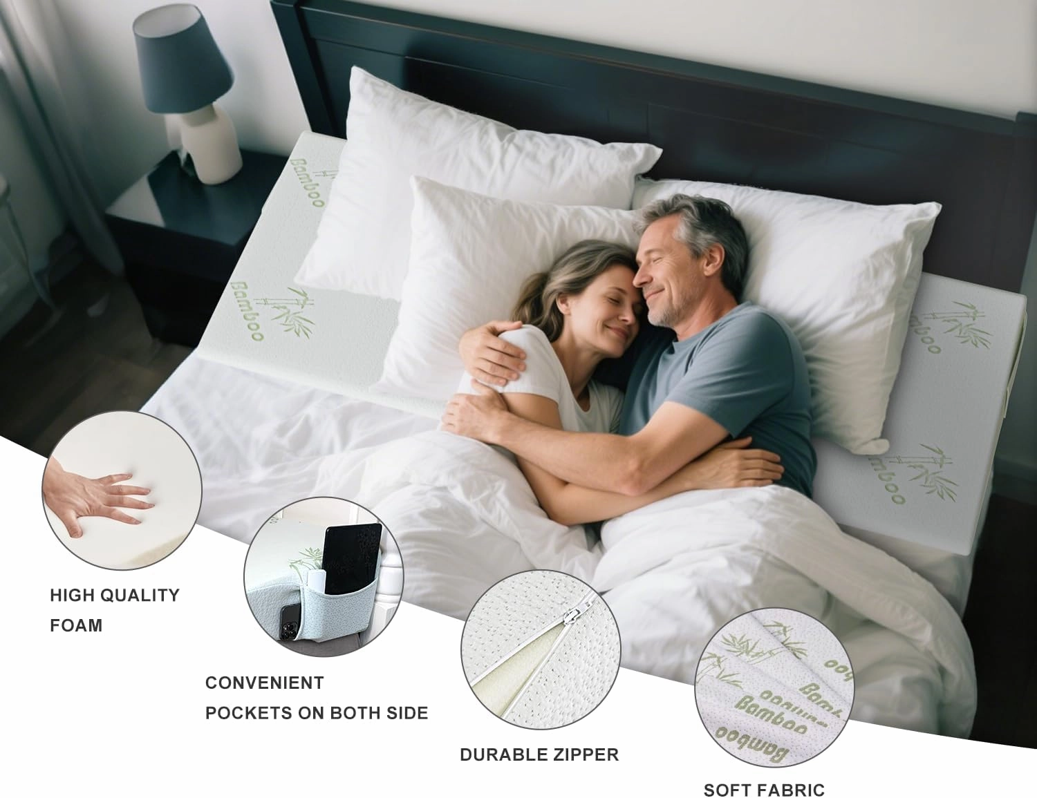 Extra Wide Wedge Pillow for Acid Reflux Relief,Mattress Wedge,Inclined Mattress Elevator,Bed Wedge Pillow for Sleeping,Gerd Snoring,Post Surgery (5 inch Height, Queen)