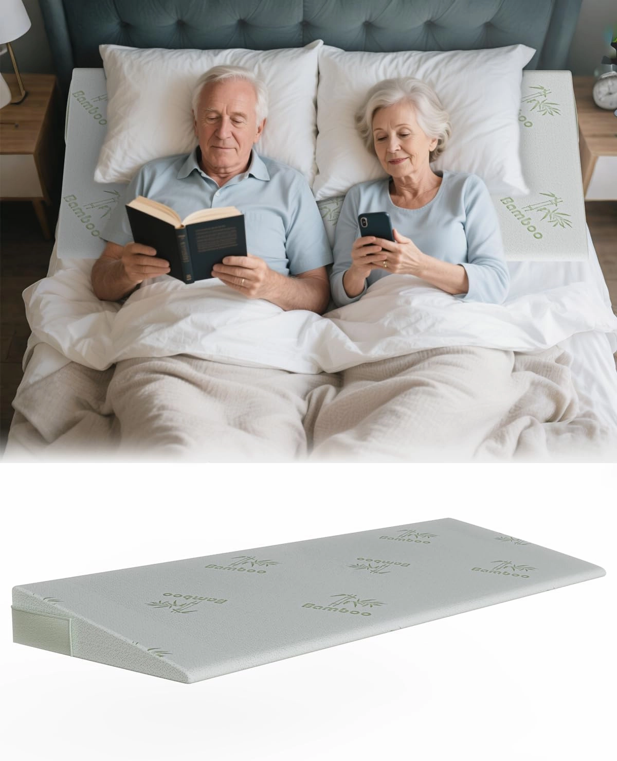 Extra Wide Wedge Pillow for Acid Reflux Relief,Mattress Wedge,Inclined Mattress Elevator,Bed Wedge Pillow for Sleeping,Gerd Snoring,Post Surgery (5 inch Height, Queen)