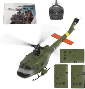 F07 Remote Control Helicopter with Optical Flow Positioning, 1/34 Scale UH-1 2.4G Brushless Direct-Drive 3D/6G Flybarless Airplanes Gift for Adults - RTF Version