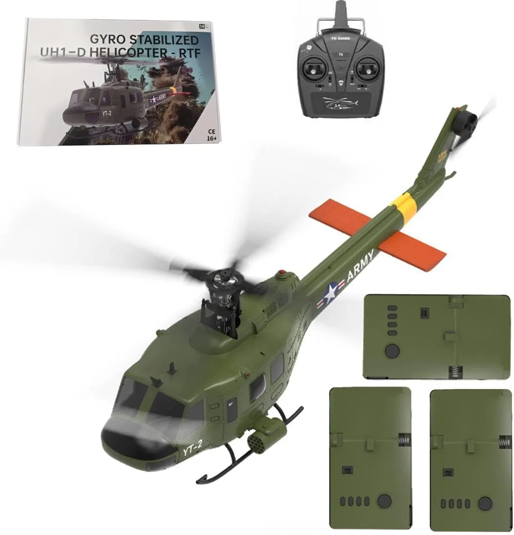 F07 Remote Control Helicopter with Optical Flow Positioning, 1/34 Scale UH-1 2.4G Brushless Direct-Drive 3D/6G Flybarless Airplanes Gift for Adults - RTF Version