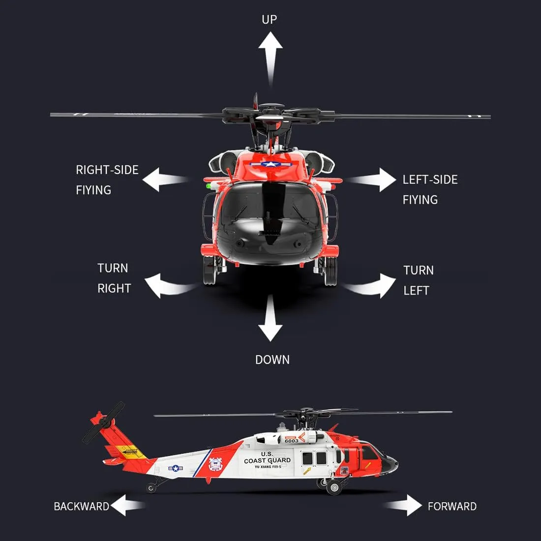 F09-S RC Helicopter for Adults, Remote Control Flying Helicopter, 1/47 Scale 2.4G 6CH RC Electric Airplane, RTF Easy to Beginners