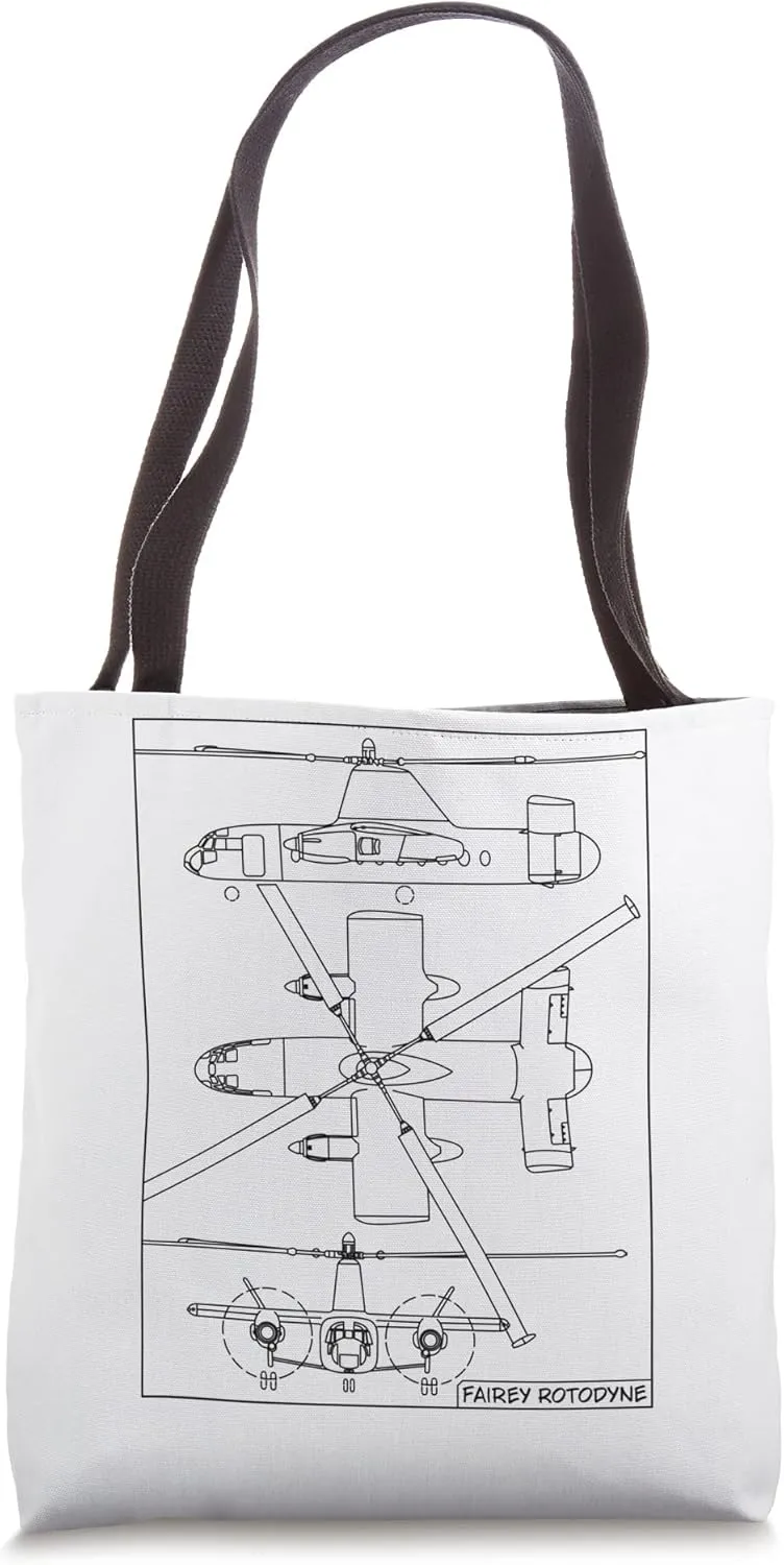 Fairey Rotodyne British Compound Gyroplane Blueprint Tote Bag