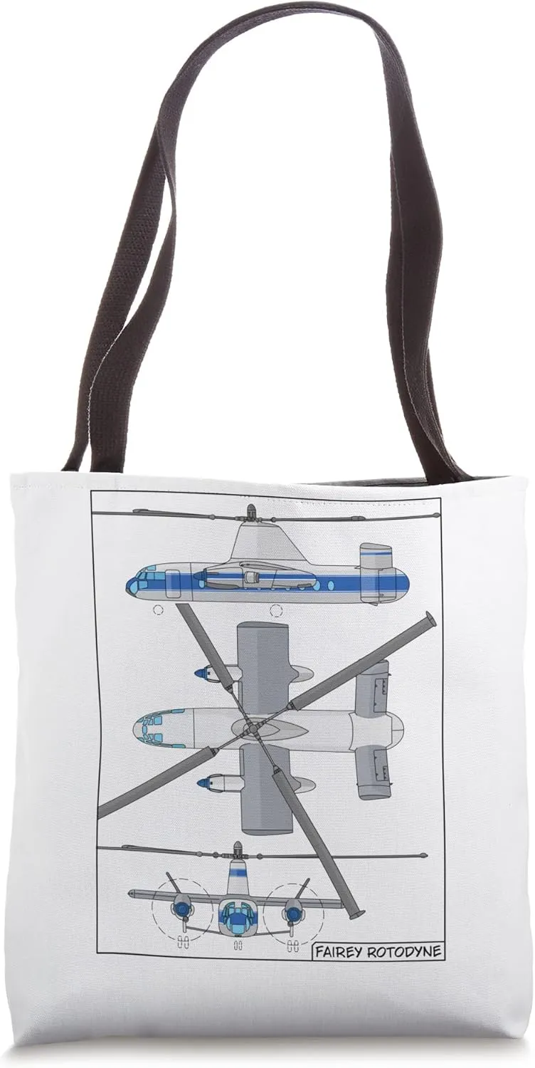 Fairey Rotodyne British Compound Gyroplane Diagram Tote Bag